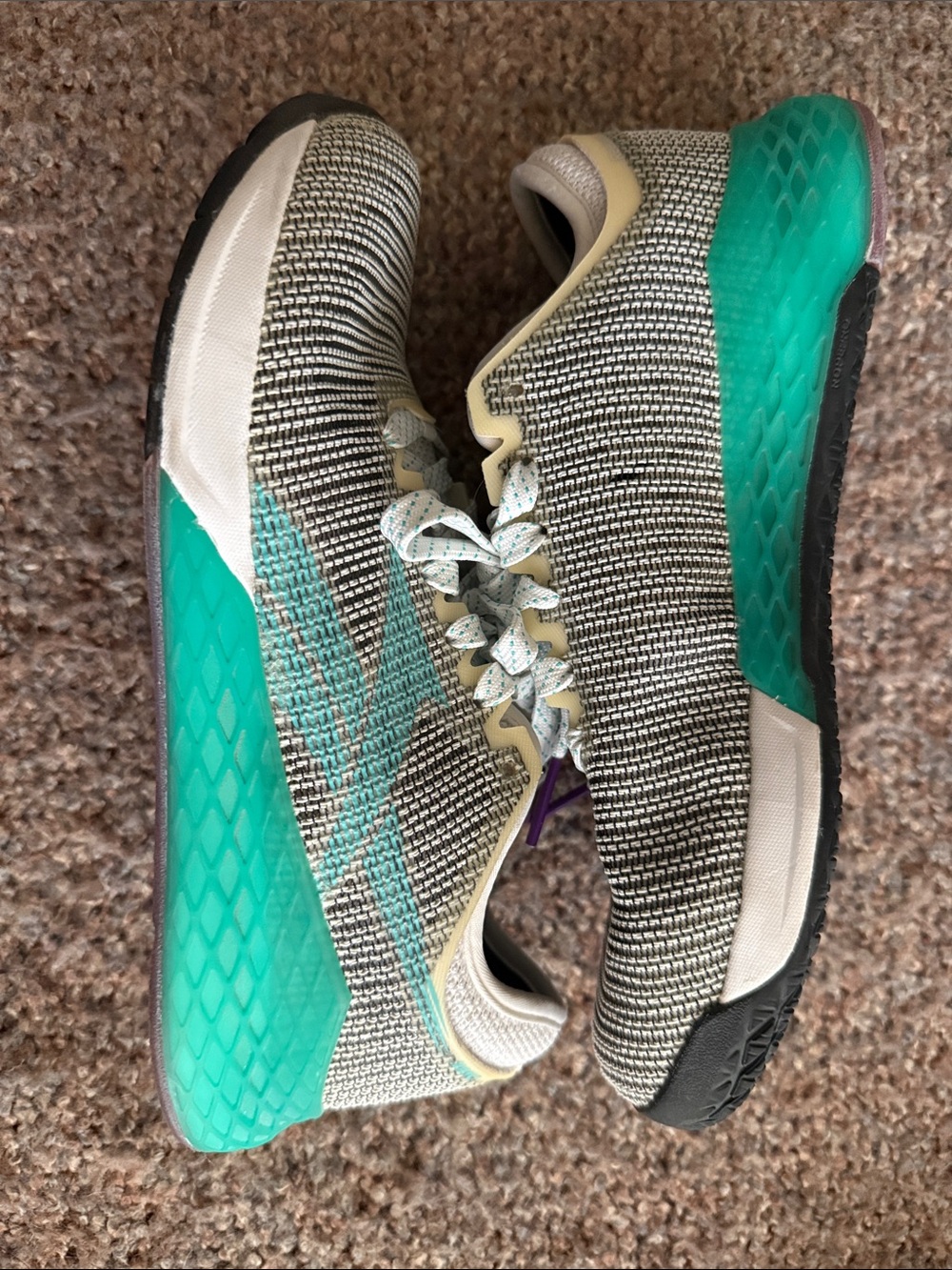 Reebok Women's Teal and Gray Knit Cross-Training Sneakers